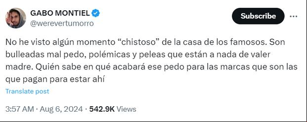 El youtuber no dudó en criticar al famoso programa de Televisa (Foto: X)