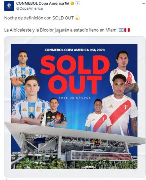 CONMEBOL informó el 'sold out' para el Perú vs. Argentina. (Conmebol)