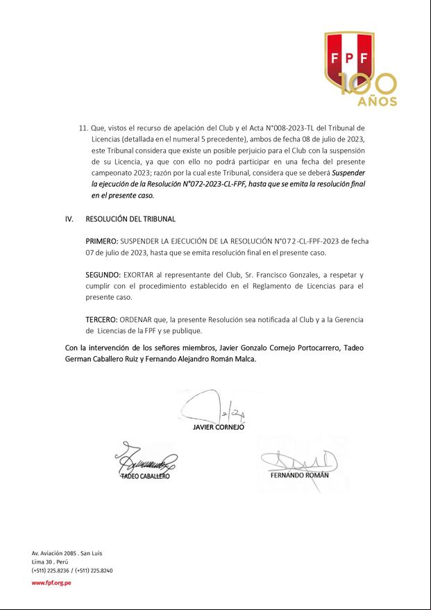 Este domingo se suspendió la sanción impuesta a Deportivo Municipal. (Foto: Difusión)