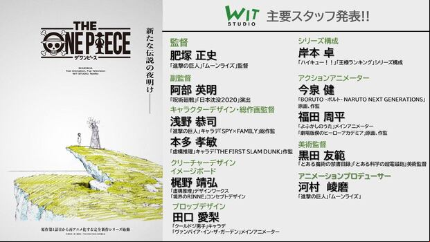 El primer póster y la lista de del equipo de producción del anime "The One Piece" (Foto: Wit Studio)