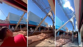 Video viral: poste cae durante obra y provoca pánico en plena calle de Sao Paulo