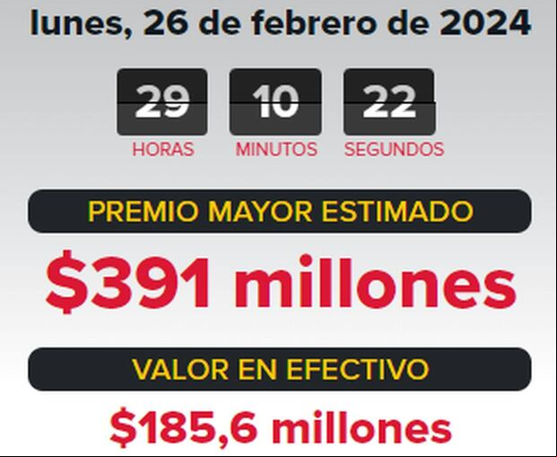 Jackpot del sorteo para el 26 de febrero (Foto: Powerball)