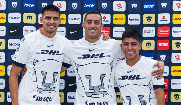 El Club Universidad Nacional presentó a sus tres incorporaciones para este Clausura 2024: Piero Quispe, Guillermo Martínez y Rogelio Funes Mori. (Foto: Pumas)
