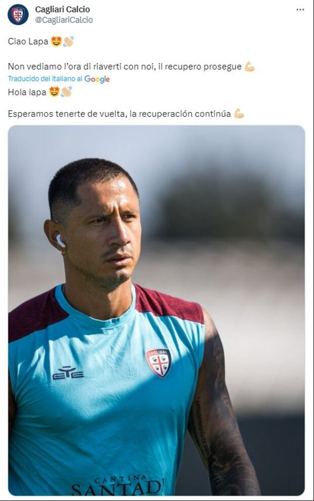 El mensaje de Cagliari a Gianluca Lapadula. (Foto: Twitter)