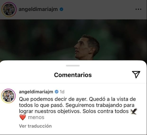La polémica publicación de Di María en las redes sociales.