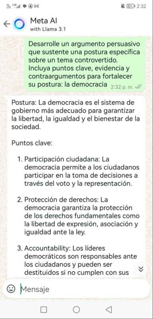 Respuestas de Meta AI en WhatsApp