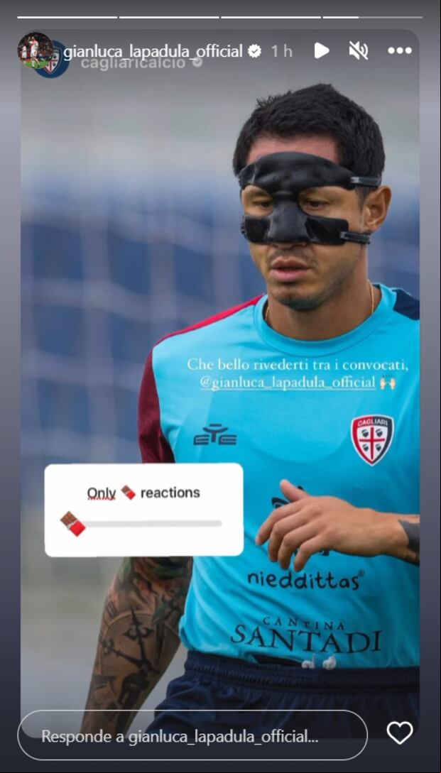 Así reaccionó Lapadula tras ser parte de los convocados de Cagliari. (Foto: Captura de Instagram)