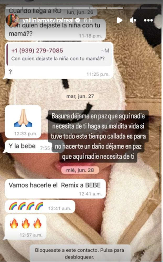 Captura de pantalla de la historia de Instagram de Yailin La Más Viral donde se muestra el número de teléfono de Anuel AA (Foto: Yailin La Más Viral / Instagram)