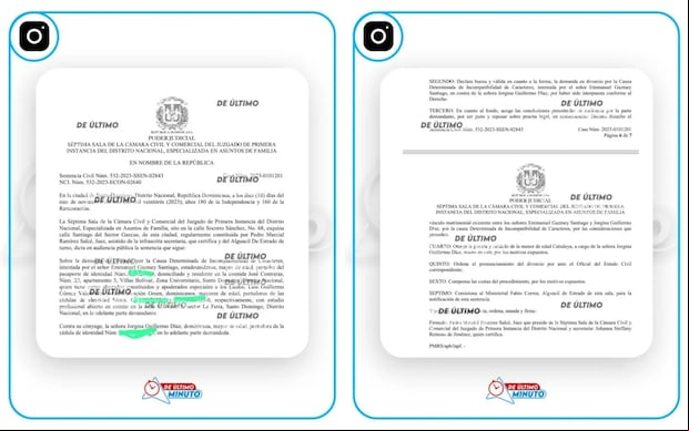 Resolución de la Corte de República Dominicana sobre la separación de Yailin La Más Viral y Anuel AA (Foto: De último minuto / Instagram)
