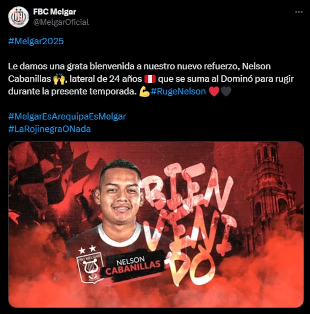 Nelson Cabanillas fue oficializado en Melgar. (Captura)