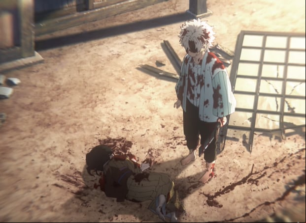 La escena de Sanemi con su madre asesinada en “Demon Slayer: Kimetsu no Yaiba” (Foto: Ufotable)