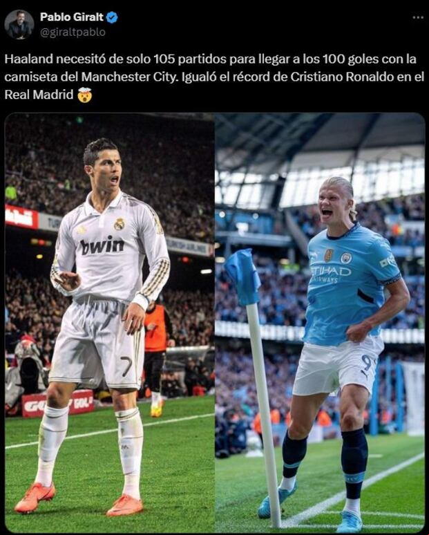 Erling Haaland fue autor del gol del 1-0 entre Manchester City vs Arsenal por la fecha 5 de la Premier League, en Eihad Stadium,