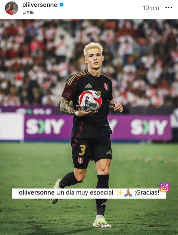 Oliver Sonne y su mensaje tras estrenarse con Perú. (Foto: Captura de Instagram)