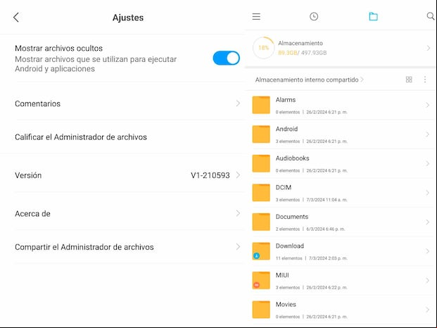 WHATSAPP | Recuerda habilitar el botón para visualizar los archivos ocultos dentro de tu smartphone. (Foto: MAG - Rommel Yupanqui)