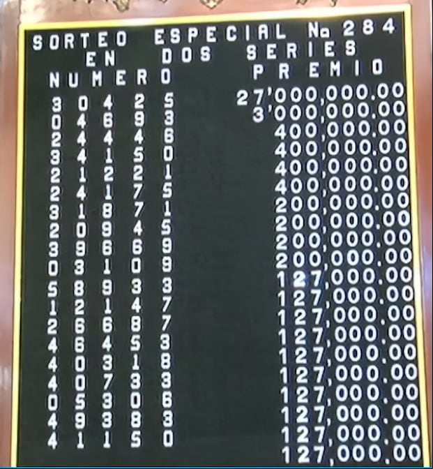 Resultados del Sorteo Especial, 13 de febrero de 2024. (Captura: Lotería Nacional de México)