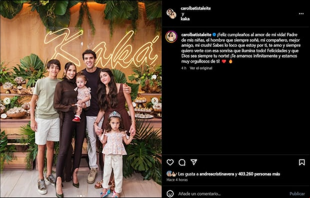 Nueva pareja de Kaka la dedica tierno mensaje por Instagram. (Foto: carolbatistaleite).