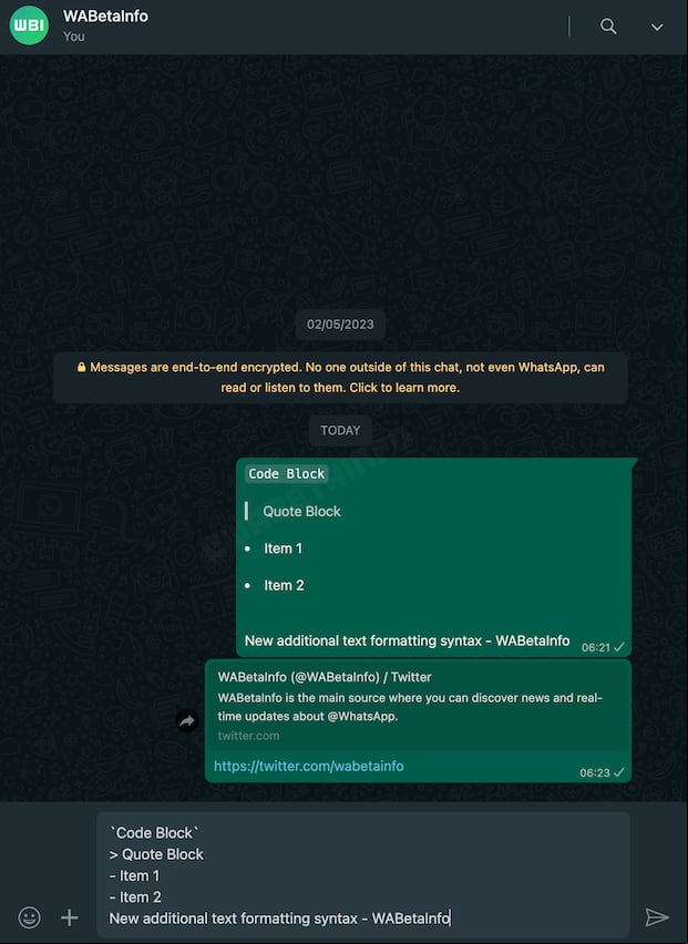 Vista previa de los nuevos formatos. (Foto: WabetaInfo)