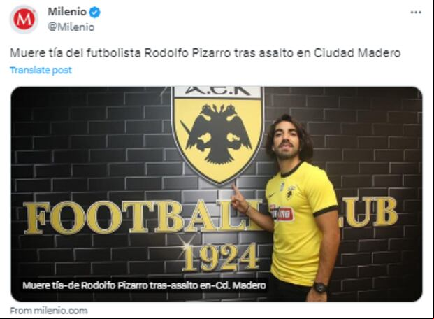 Diversos medios replicaron la noticia de la muerte de Rodolfo Pizarro (Foto:X)