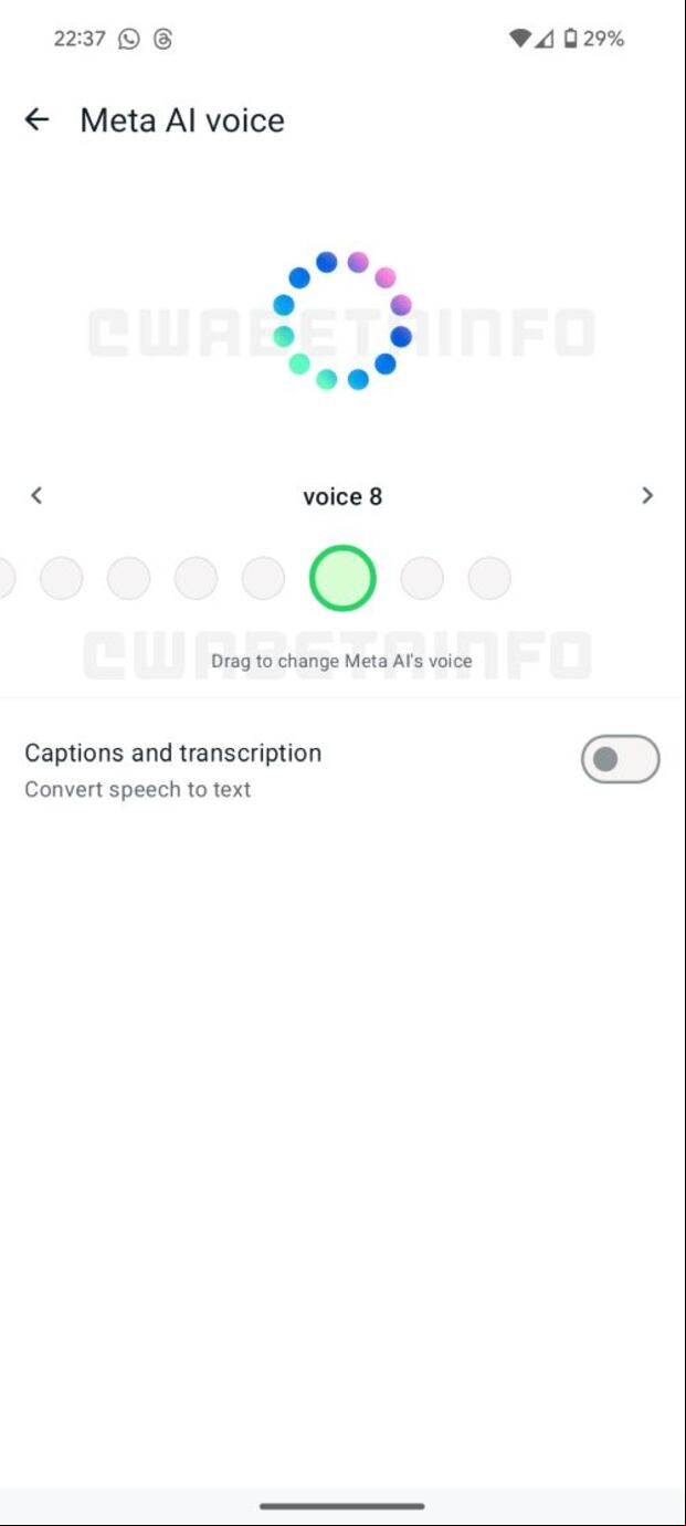 Opciones de voz para Meta AI en WhatsApp Beta (WABetaInfo)