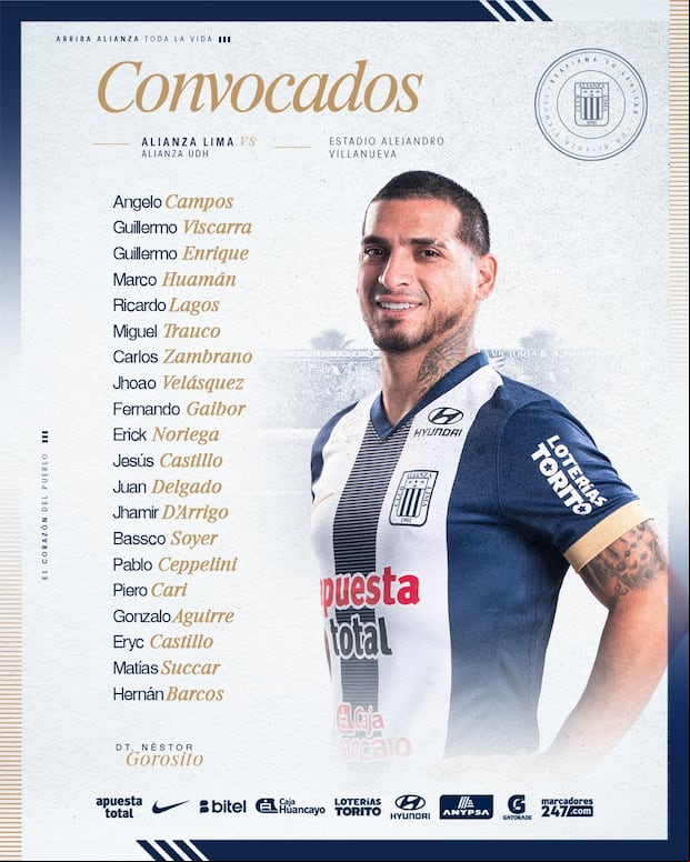 Esta es la lista de convocados de Alianza Lima para recibir a Alianza Universidad. (Foto: Club Alianza Lima)