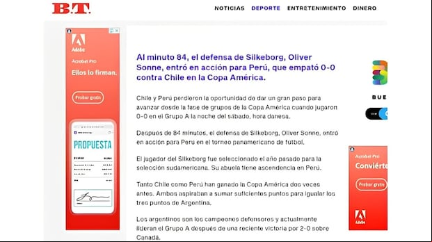 El debut oficial de Oliver Sonne con Perú generó repercusiones en Dinamarca. (Imagen: Captura)
