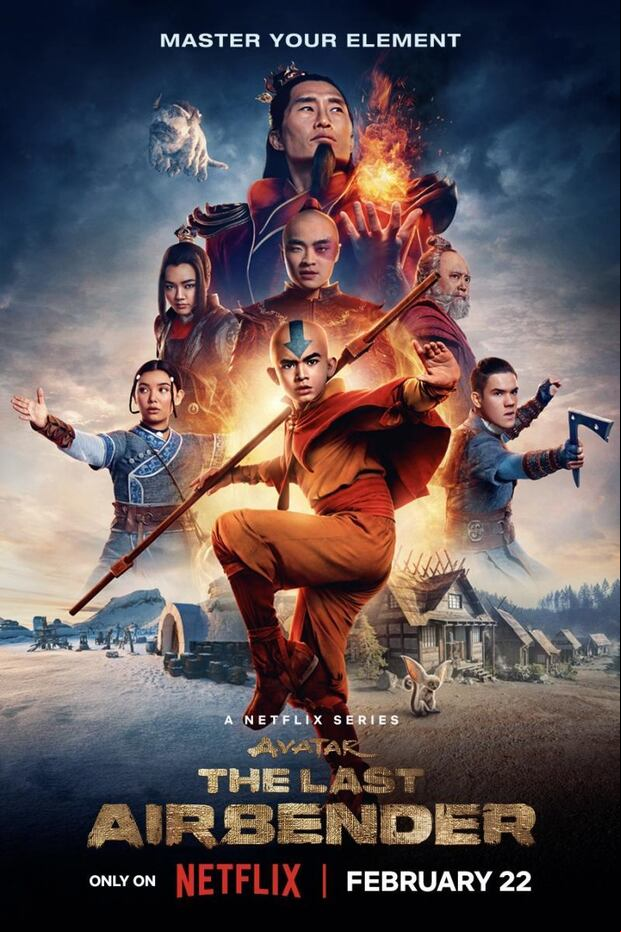 El póster de "Avatar: The Last Airbender" cuenta con los protagonistas de la serie como figuras centrales (Foto: Netflix)