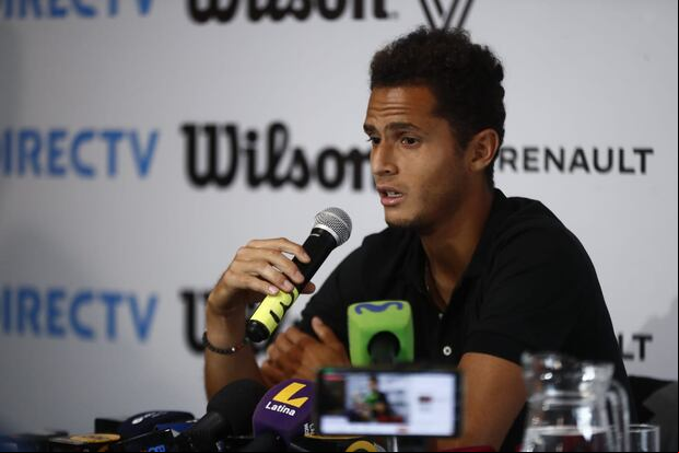 Conferencia de prensa de Juan Pablo Varillas después de su participación en Roland Garros. (César Campos/@photo.gec)