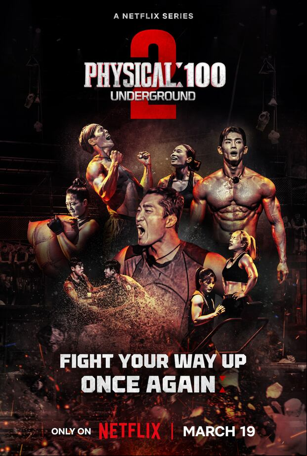 Póster oficial de "Physical: 100" - Temporada 2, el reality show de competencia que romperá esquemas en el streaming (Foto: Netflix)