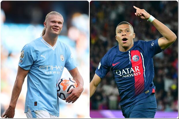 Erling Haaland tiene contrato con el Manchester City hasta 2027; Mbappé con el PSG hasta el 2024. (Foto: Getty Images)