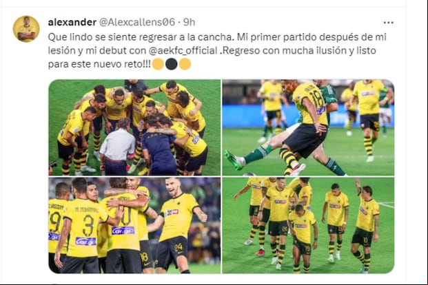 Alexande Callens se pronunció en redes sociales tras su debut con AEK Atenas. (Foto: @Alexcallens06)