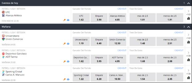 Casa de apuestas Liga 1 Betsson
