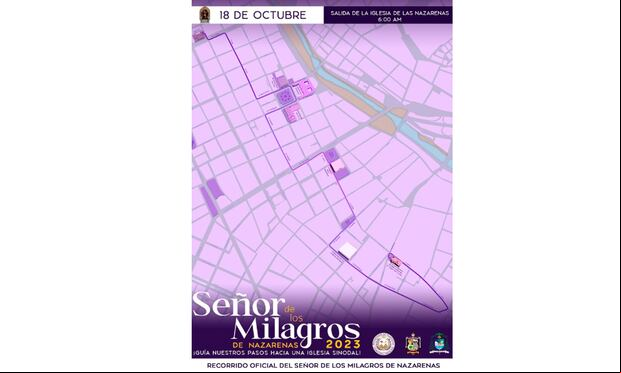 Recorrido del 18 de octubre. (Hermandad del Señor de los Milagros de Nazarenas/Twitter)