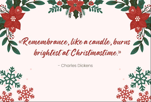 "Remembrance, like a candle, burns brightest at Christmastime." - Charles Dickens | Photo by Canva / Depor Composition