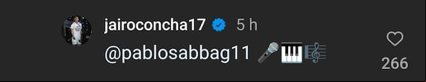 La respuesta de Jairo Concha al comentario de Pablo Sabbag. (Imagen: Captura de Instagram)