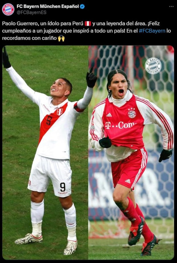 El saludo del Bayern Múnich a Paolo Guerrero.