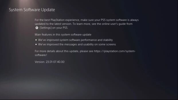 Anuncio de las novedades del nuevo parche de PS5
