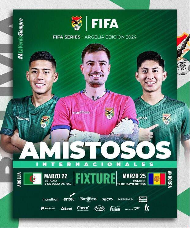Calendario de amistosos de Bolivia. (Foto: Twitter)