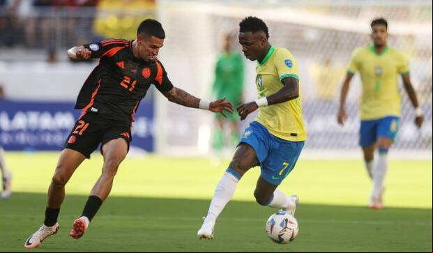 Brasil y Colombia se enfrentan por la fecha 13 de las Eliminatorias 2026. (Foto: Getty Images).
