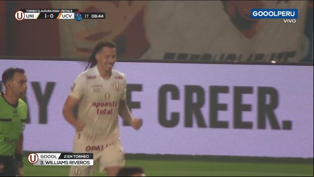William Riveros puso el 1-0 de cabeza a favor de Universitario vs César Vallejo por Torneo Clausura de la Liga 1. (Foto: GOLPERU)
