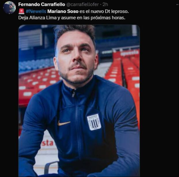 La información de Fernando Carrafiello sobre el futuro de Mariano Soso.