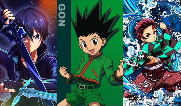 Mejores protagonistas shonen: Kirito - Gon Freecs - Tanjiro Kamado (Foto: Composición)