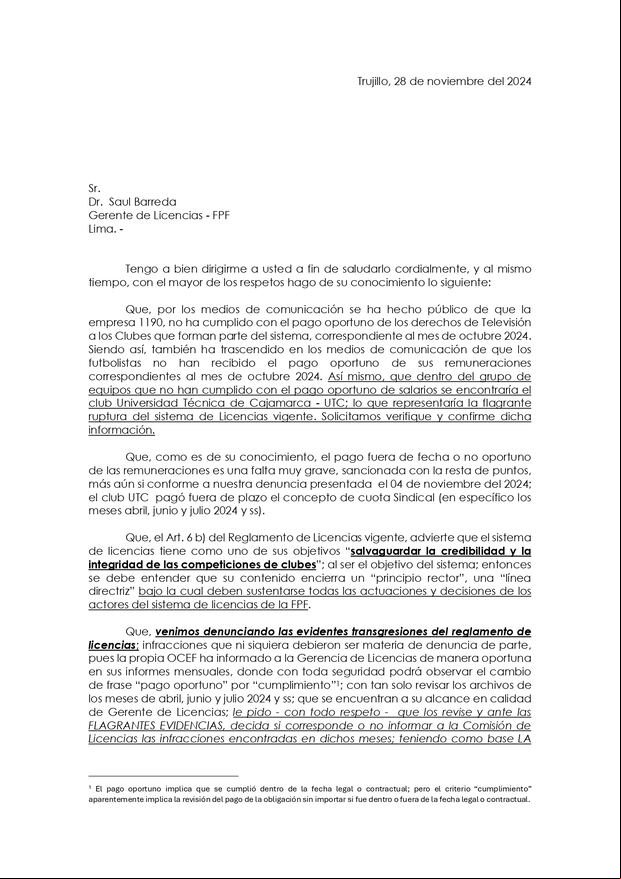 Carlos Mannucci envió carta solicitando revisión de licencias de UTC. (Foto: Difusión)