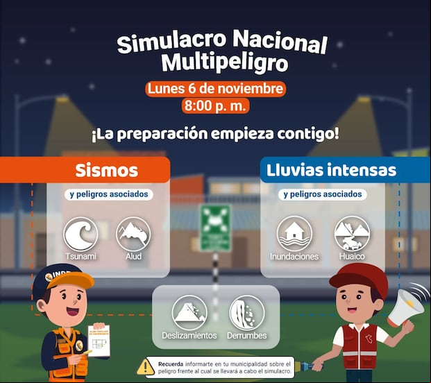 Indeci anuncia el tercer Simulacro Nacional Multipeligro. (Foto: Indeci)
