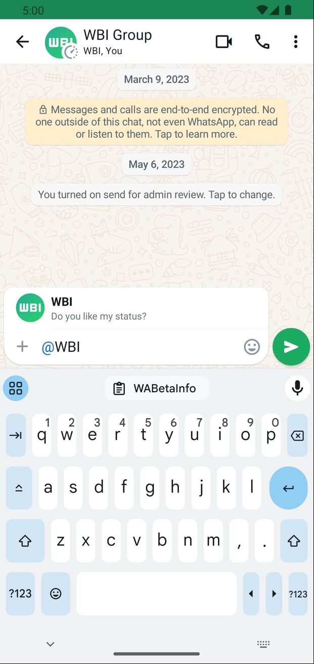Vista previa de la opción "estado de texto" en los grupos y comunidades. (Foto: WabetaInfo).