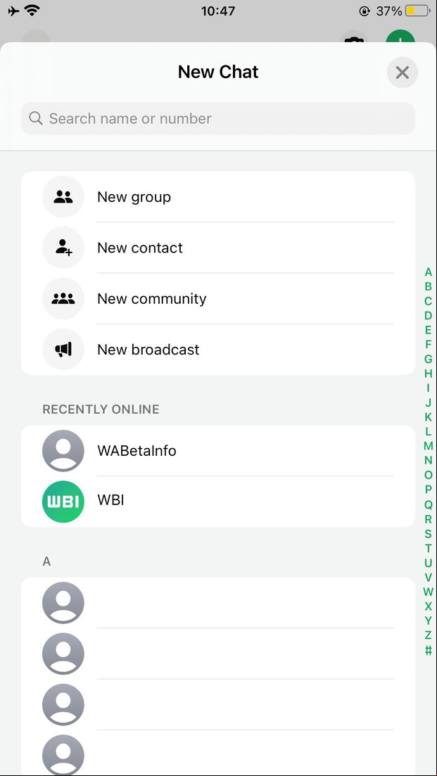 Vista previa de la nueva sección recientemente "En línea". (Foto: WabetaInfo)