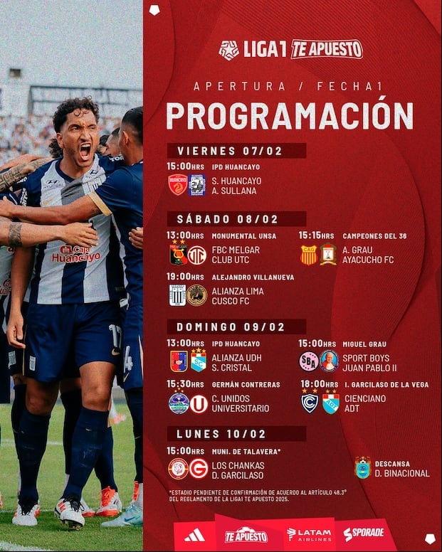 La programación completa de la fecha 1 del Apertura.