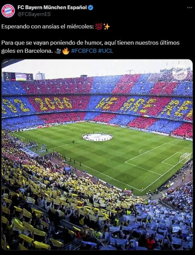 El post con el que Bayern provoca al Barcelona.