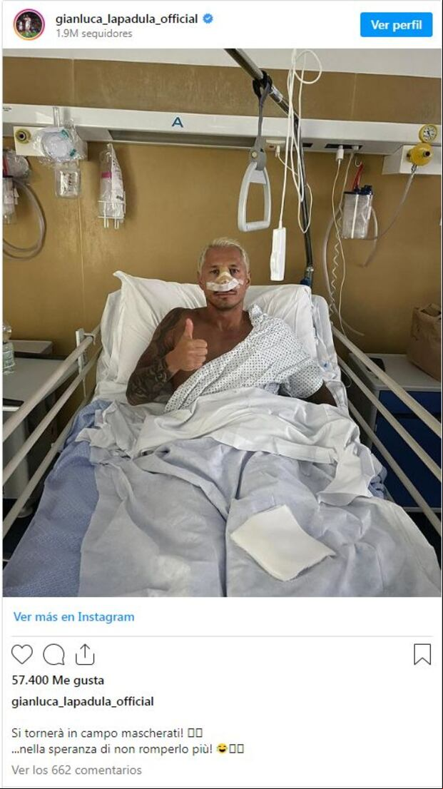 Gianluca Lapadula se operó la nariz, para corregir lesión que tuvo en partido contra Paraguay, por la Copa América. (Foto: Instagram)