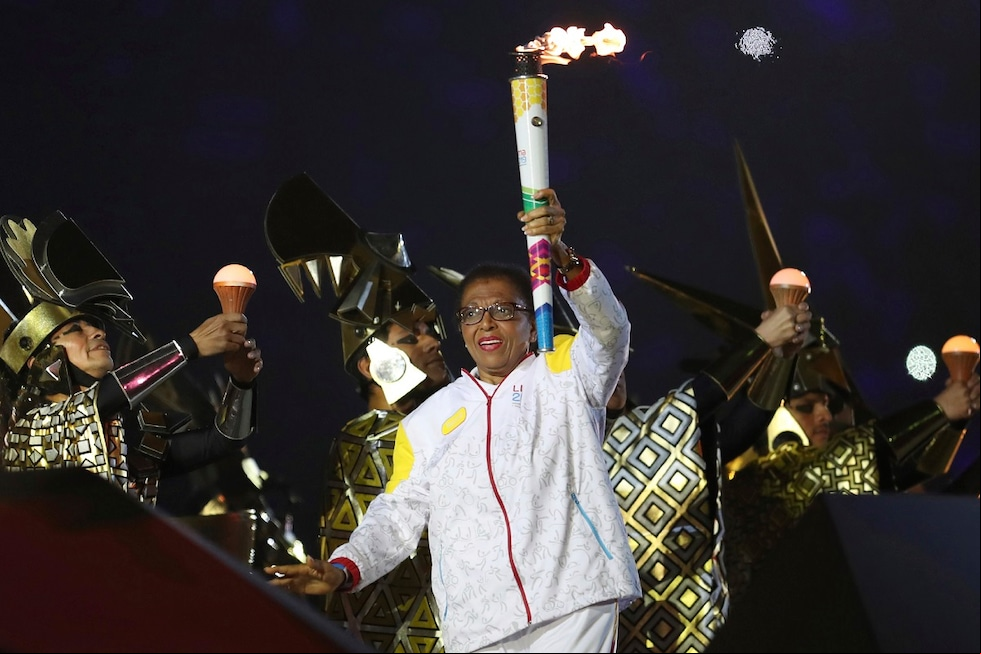 En 2019 fue una de las deportistas que portó la antorcha en los Juegos Panamericanos de Lima. (Foto: AP)