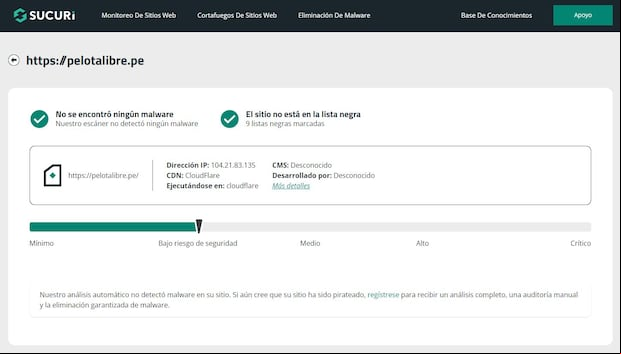 Informes de seguridad de Pelota Libre
